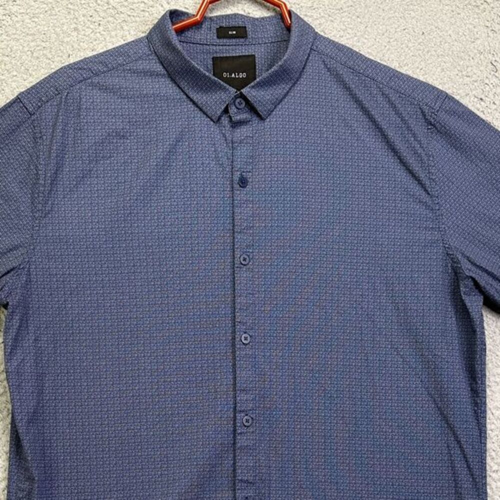 Algo Button Up Shirt‎ Adult XL Navy Blue Performance Stretch Long Sleeve Mens